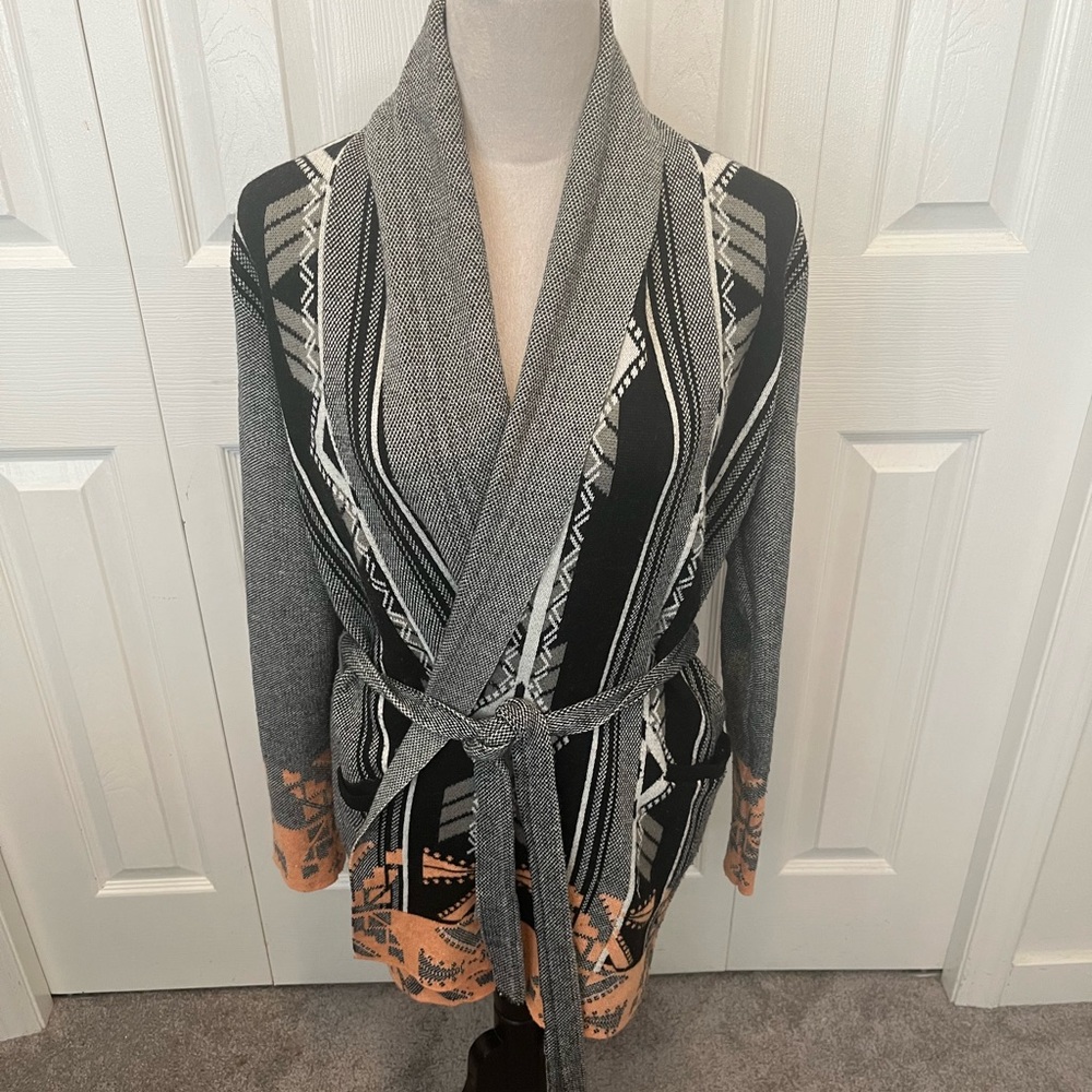Konrad and Joseph from Anthropology size S Geometric Patterned Belted Cardigan